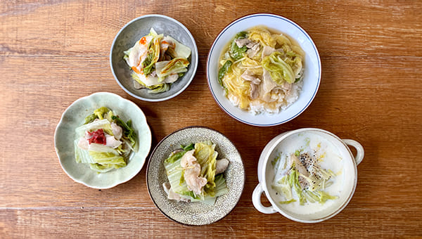 白菜と豚バラの蒸し煮の味付けバリエーション